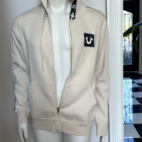 True Religion HS TAPING ZIP HOODIE. Color: FOG - Picture 5 of 6